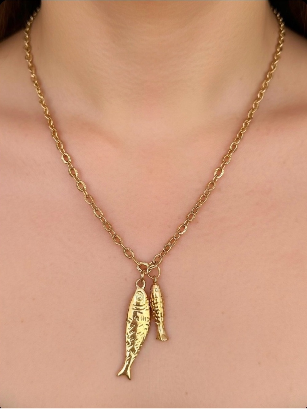 New! Trending Gold Fish Charm Necklace 16-18”